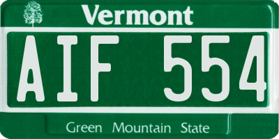 VT license plate AIF554