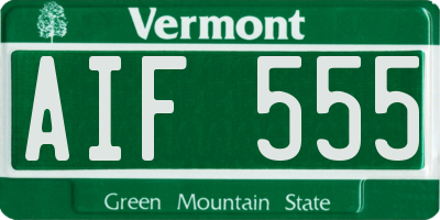 VT license plate AIF555
