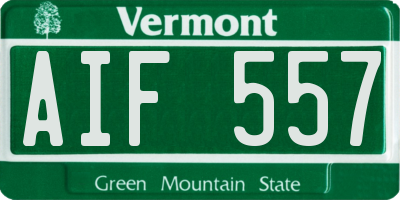 VT license plate AIF557