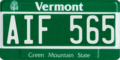 VT license plate AIF565