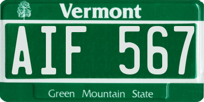 VT license plate AIF567