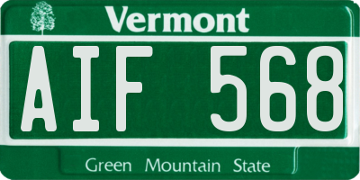 VT license plate AIF568