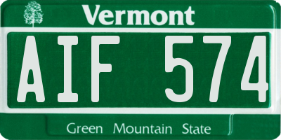 VT license plate AIF574