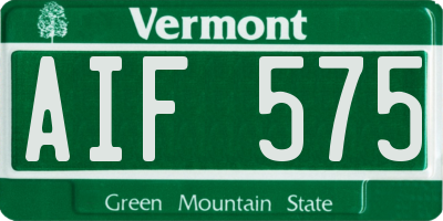 VT license plate AIF575