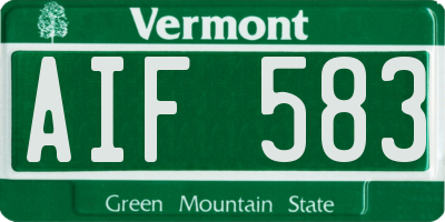 VT license plate AIF583
