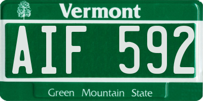 VT license plate AIF592