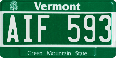VT license plate AIF593