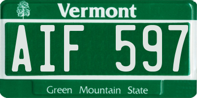 VT license plate AIF597