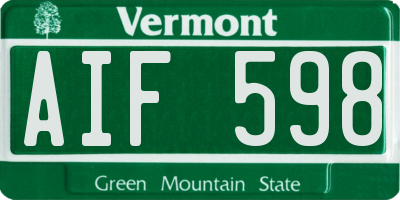 VT license plate AIF598