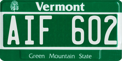 VT license plate AIF602