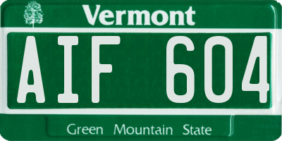 VT license plate AIF604