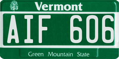 VT license plate AIF606