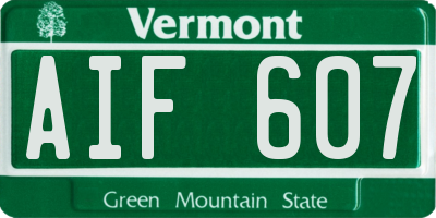 VT license plate AIF607