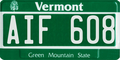 VT license plate AIF608