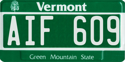 VT license plate AIF609