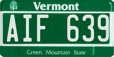 VT license plate AIF639