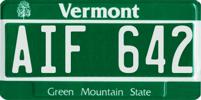 VT license plate AIF642
