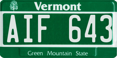 VT license plate AIF643