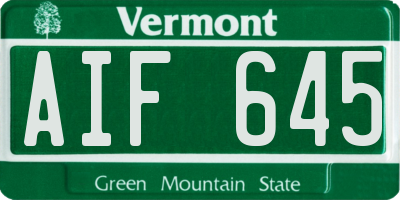 VT license plate AIF645