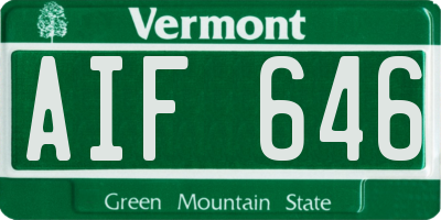 VT license plate AIF646