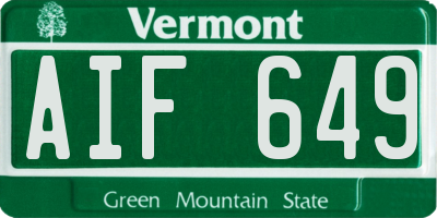 VT license plate AIF649