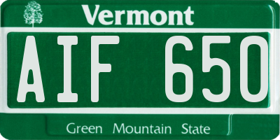 VT license plate AIF650