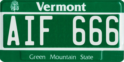 VT license plate AIF666