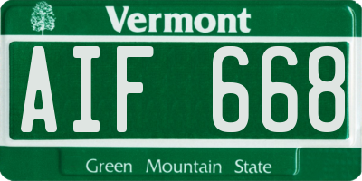 VT license plate AIF668
