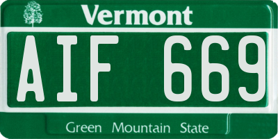 VT license plate AIF669