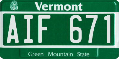 VT license plate AIF671