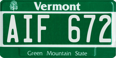 VT license plate AIF672