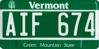 VT license plate AIF674