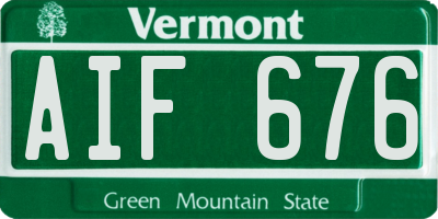 VT license plate AIF676
