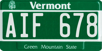 VT license plate AIF678