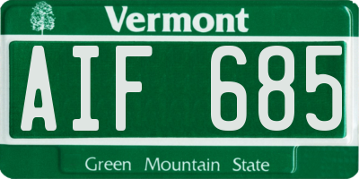 VT license plate AIF685