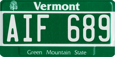 VT license plate AIF689