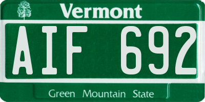 VT license plate AIF692