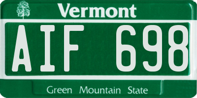 VT license plate AIF698