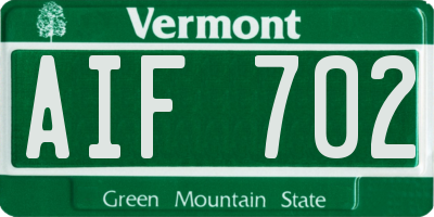 VT license plate AIF702