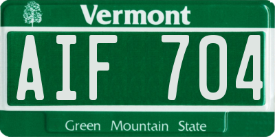 VT license plate AIF704