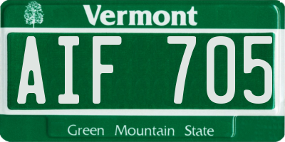 VT license plate AIF705