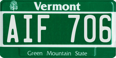 VT license plate AIF706