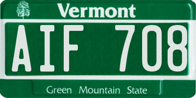 VT license plate AIF708