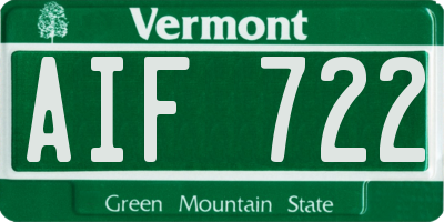 VT license plate AIF722