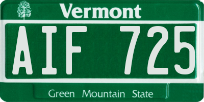VT license plate AIF725