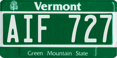 VT license plate AIF727
