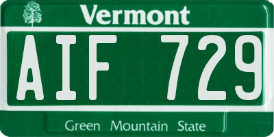 VT license plate AIF729