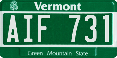 VT license plate AIF731