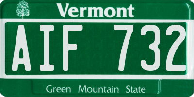 VT license plate AIF732