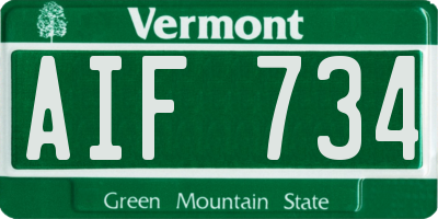 VT license plate AIF734
